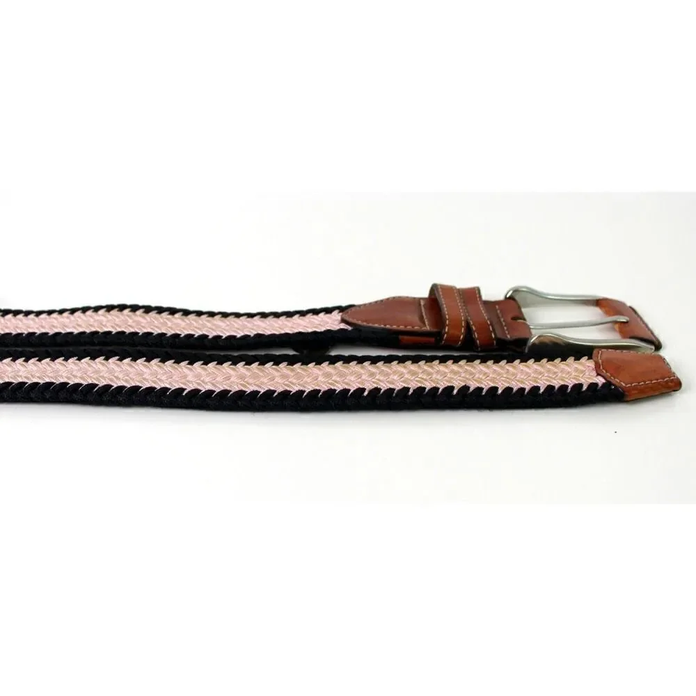 TRAFALGAR BROWN GENUINE LEATHER PINK BLACK ELASTIC GOLF CASUAL DRESS BELT 34(I41